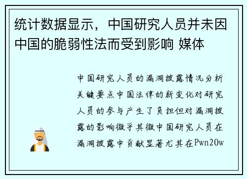 统计数据显示，中国研究人员并未因中国的脆弱性法而受到影响 媒体